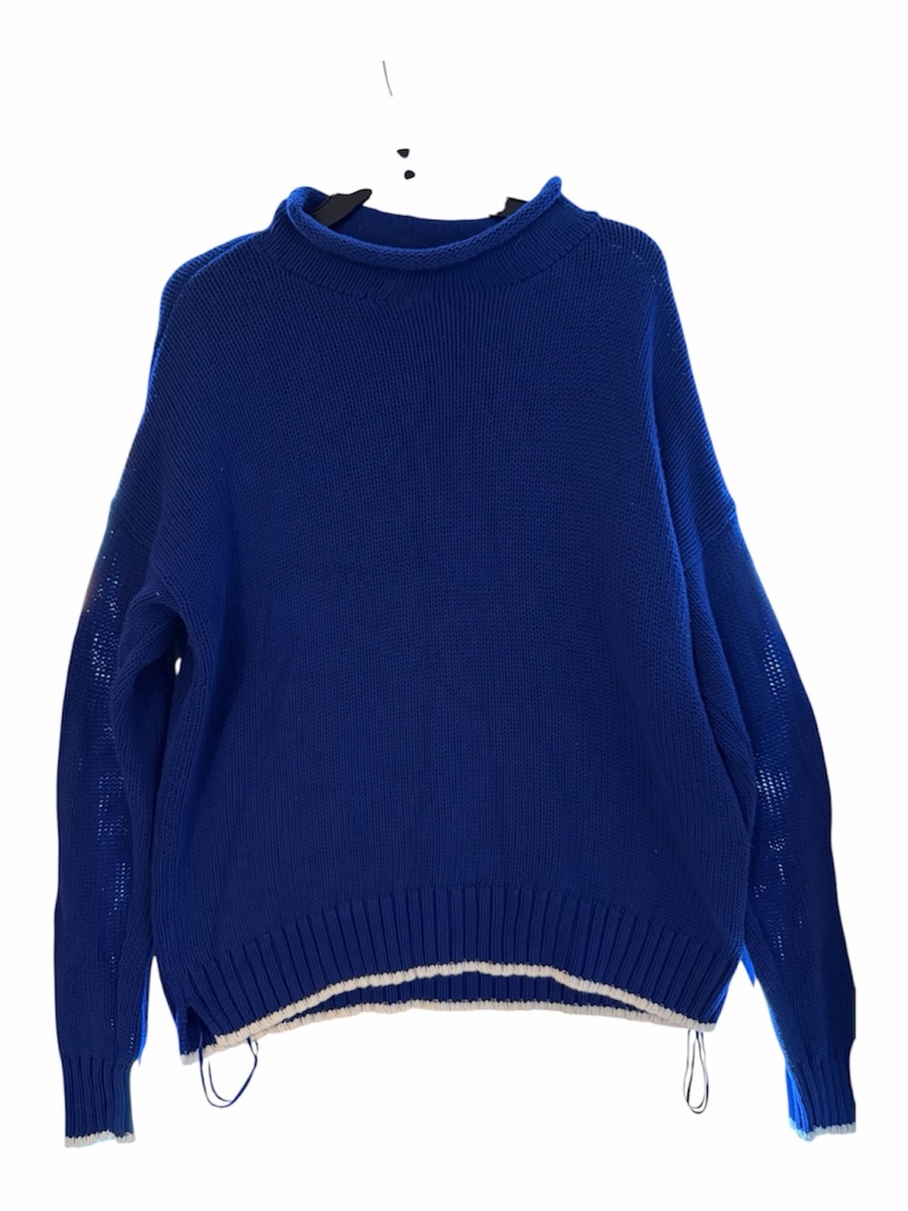 crown & ivy Royal Blue Crewneck Sweater with Cream Trim